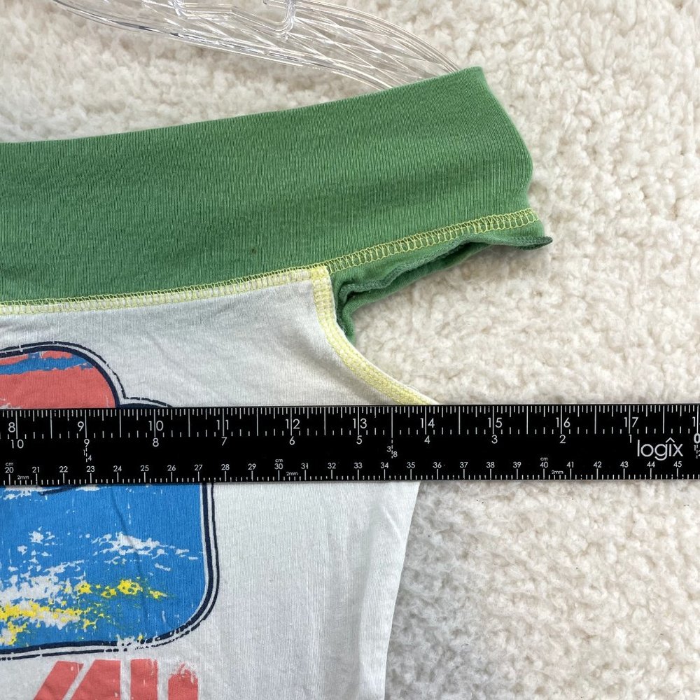 Y2K 2000s Vintage Hollister White Hawaii Surfer Graphic Off Shoulder Top XS S - Picture 6 of 9